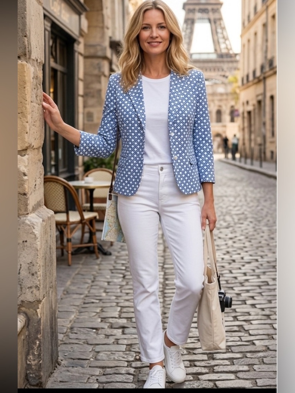 LOUEBEN long sleeved fully lined Blue & White polka dot blazer Size 10